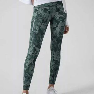 Athleta Rainier Printed Tight size 3X Spliced Minimalist Gray Green Floral